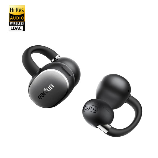 EarFun Clip 2 Open Ear Earbuds, Hi-Res Certified With LDAC Support, 12mm Dual-Magnetic Titanium Composite Dynamic Drivers, C-Bridge Zero Pressure Fit, 40H, Wireless Charging, IP55