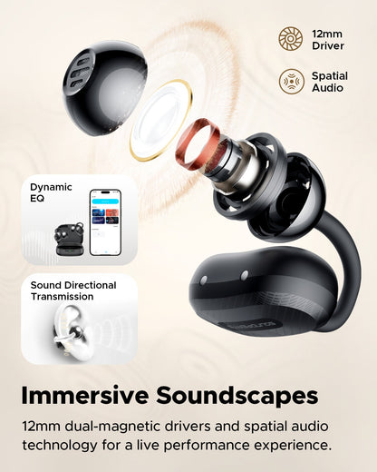 Soundpeats Air Clip Open Ear Wireless Earbuds, IPX5 Waterproof
