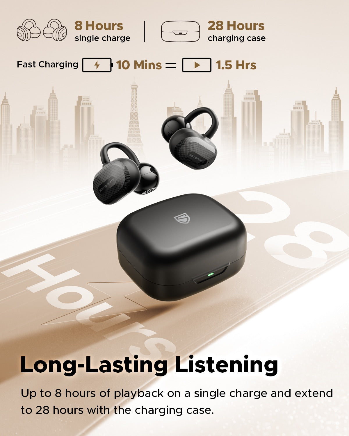 Soundpeats Air Clip Open Ear Wireless Earbuds, IPX5 Waterproof