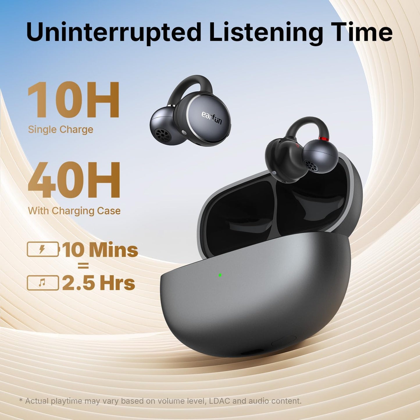 EarFun Clip Open Ear Wireless Earbuds Hi-Res Audio LDAC