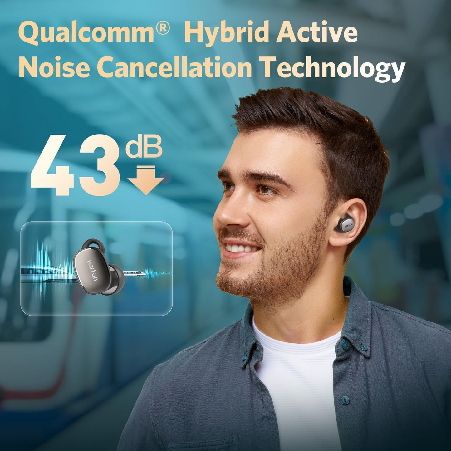 EarFun Free Pro 3 Noise Canceling Wireless Earbuds, Snapdragon Sound with Qualcomm aptX™ Adaptive