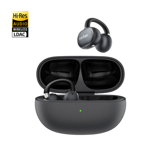 EarFun Clip 2 Open Ear Earbuds, Hi-Res Certified With LDAC Support, 12mm Dual-Magnetic Titanium Composite Dynamic Drivers, C-Bridge Zero Pressure Fit, 40H, Wireless Charging, IP55