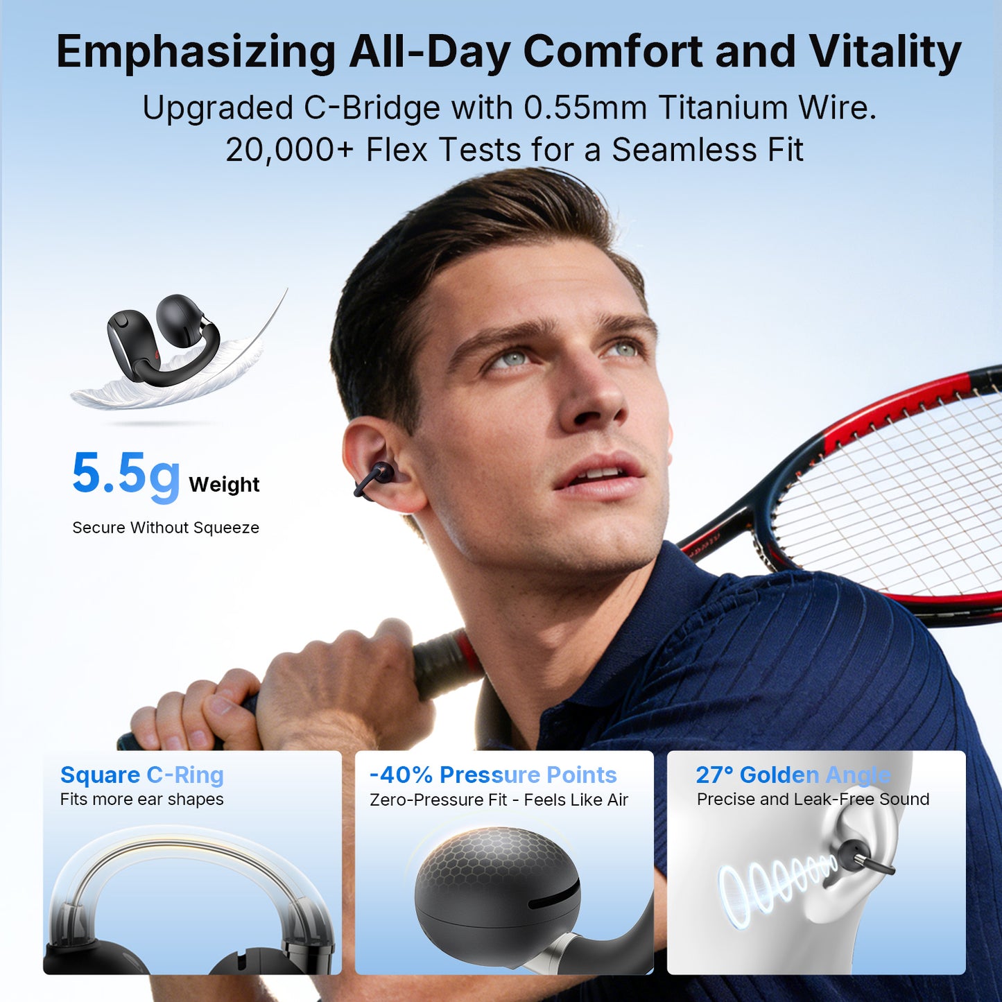 EarFun Clip 2 Open Ear Earbuds, Hi-Res Certified With LDAC Support, 12mm Dual-Magnetic Titanium Composite Dynamic Drivers, C-Bridge Zero Pressure Fit, 40H, Wireless Charging, IP55