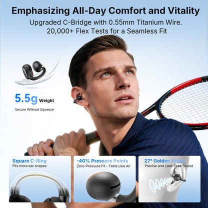 EarFun Clip 2 Open Ear Earbuds, Hi-Res Certified With LDAC Support, 12mm Dual-Magnetic Titanium Composite Dynamic Drivers, C-Bridge Zero Pressure Fit, 40H, Wireless Charging, IP55