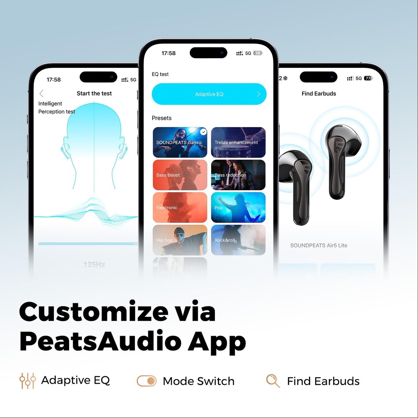 Soundpeats Air5 lite Semi In Ear True Wireless Earbuds with Hi-Res Audio