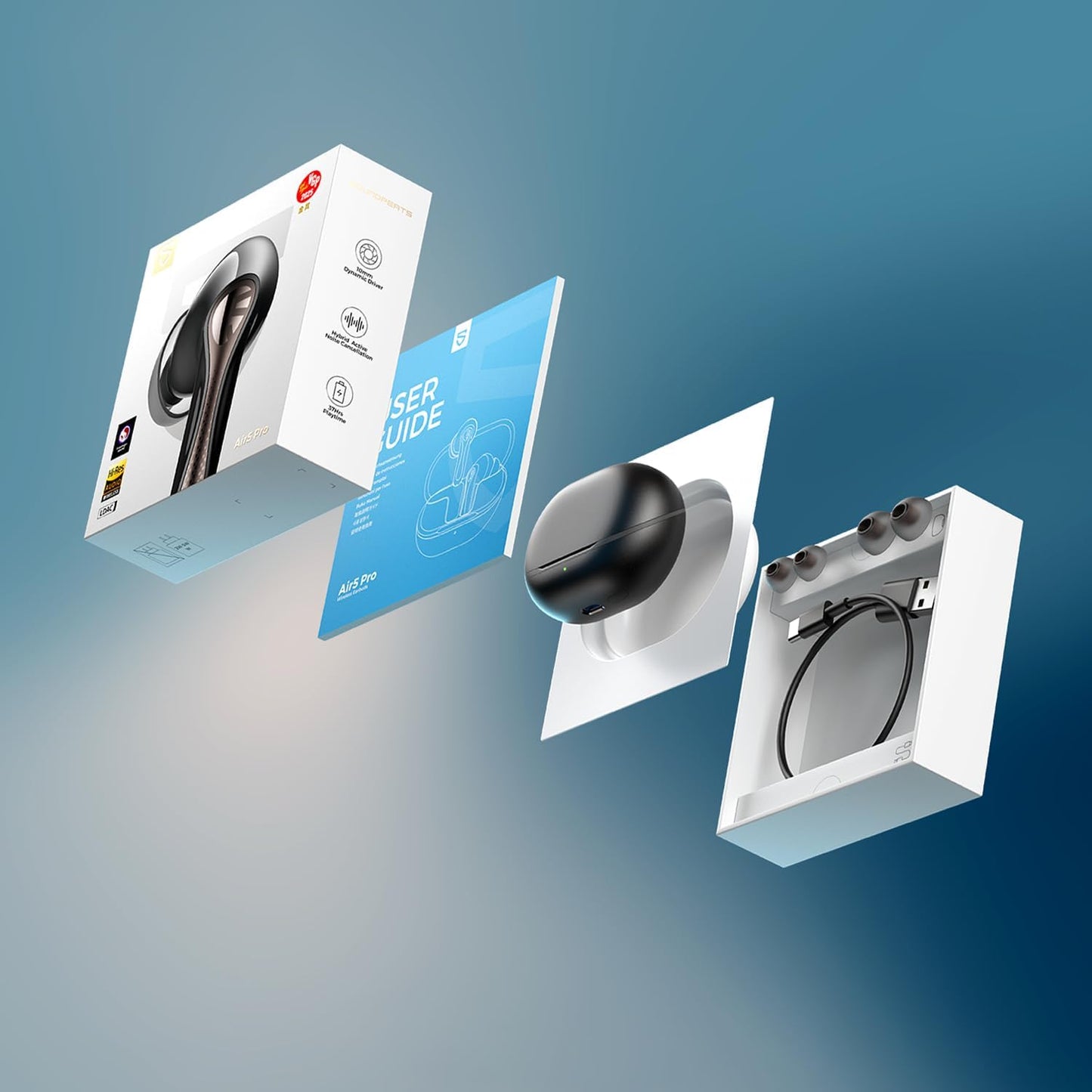 Soundpeats Air 5 Pro 55dB ANC Dual Certified with Snapdragon Sound and Hi-Res LDAC Earbuds