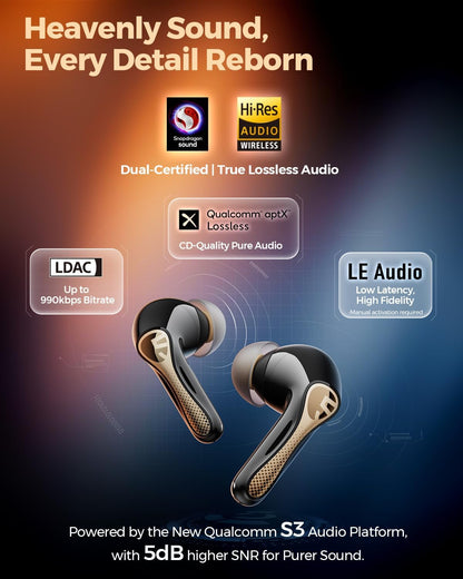 Soundpeats Air5 Pro Plus xMEMS driver Supports aptX Lossless, LDAC, and LC3 codecs Hi-Res Audio certified