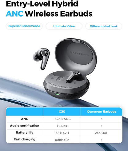 Soundpeats C30 Wireless Earbuds 52dB ANC Hi-Res Audio & LDAC