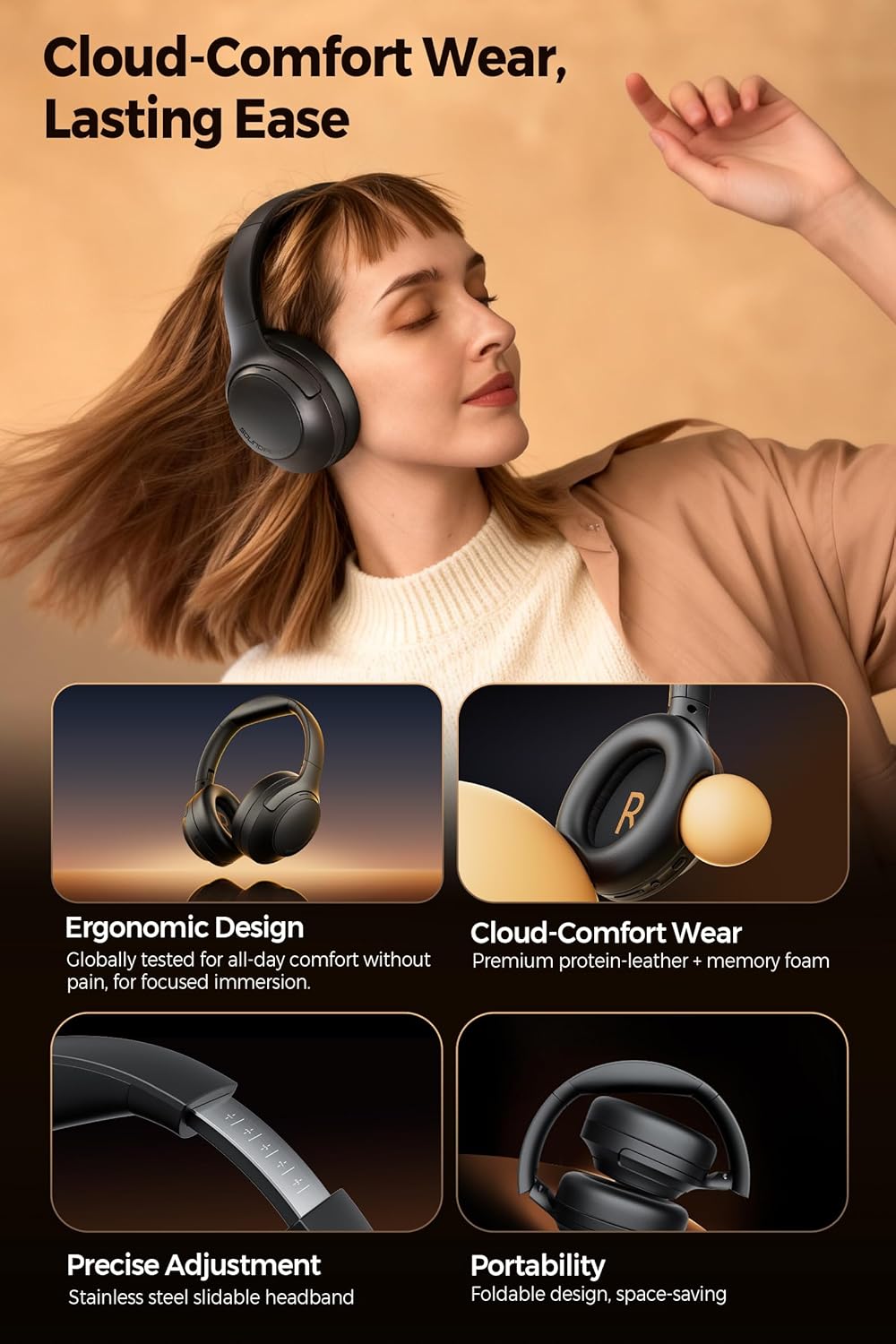 Soundpeats Cove Pro Over-Ear Headphone Hi-Res Audio with LDAC, 7MIC -56dB ANC Wireless Headset