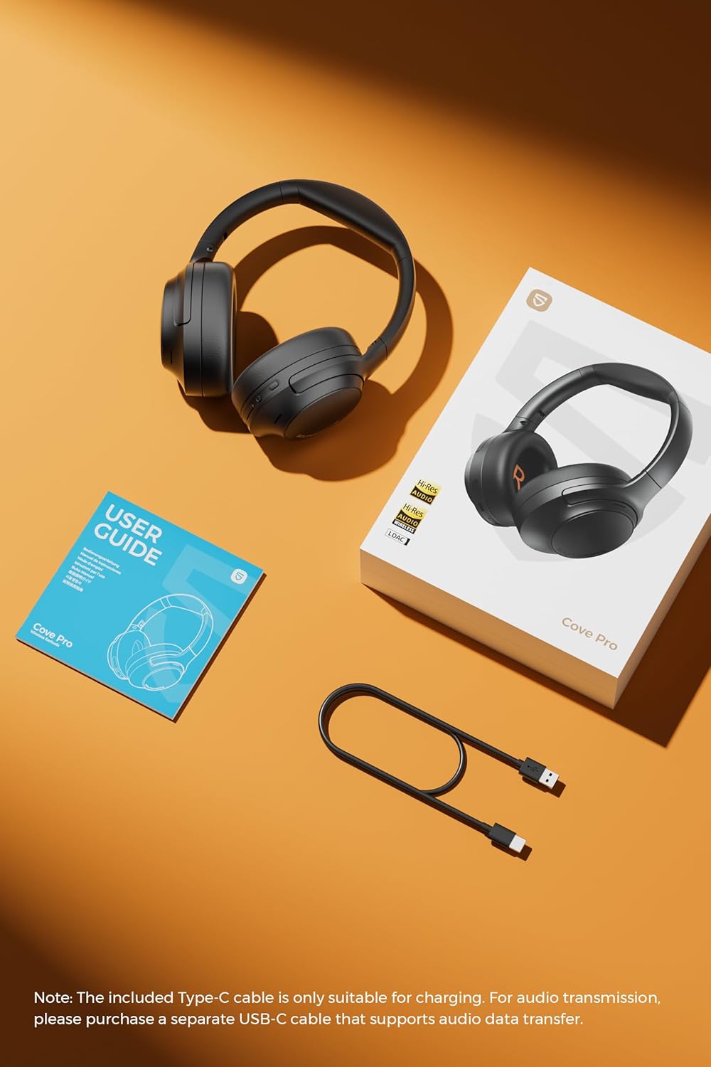 Soundpeats Cove Pro Over-Ear Headphone Hi-Res Audio with LDAC, 7MIC -56dB ANC Wireless Headset